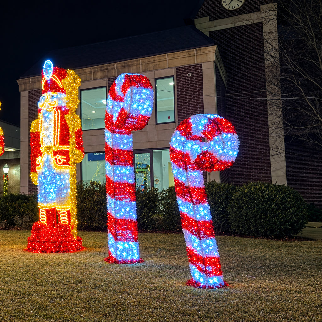 Commercial Giant LED Tinsel Candy Cane Display (7ft & 10ft)