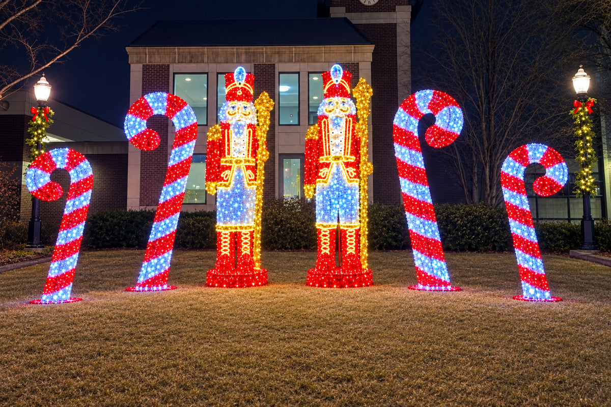 Commercial Giant LED Tinsel Candy Cane Display (7ft & 10ft)