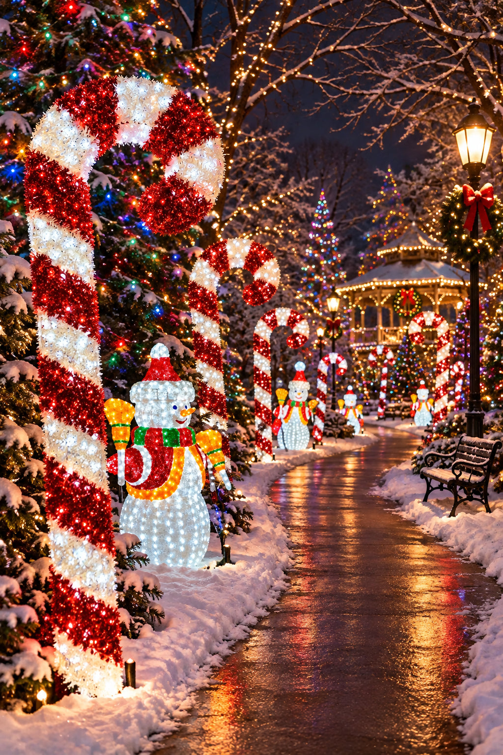 Commercial Giant LED Tinsel Candy Cane Display (7ft & 10ft)