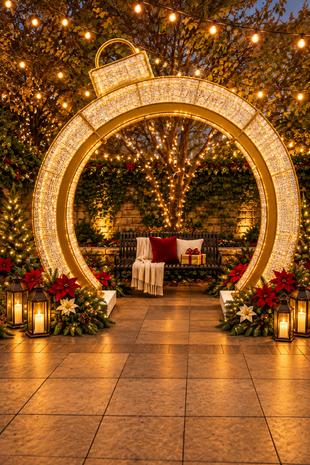 Commercial Waterfront 3D LED Arch Ornament Walk-Thru Photo Op (12ft)