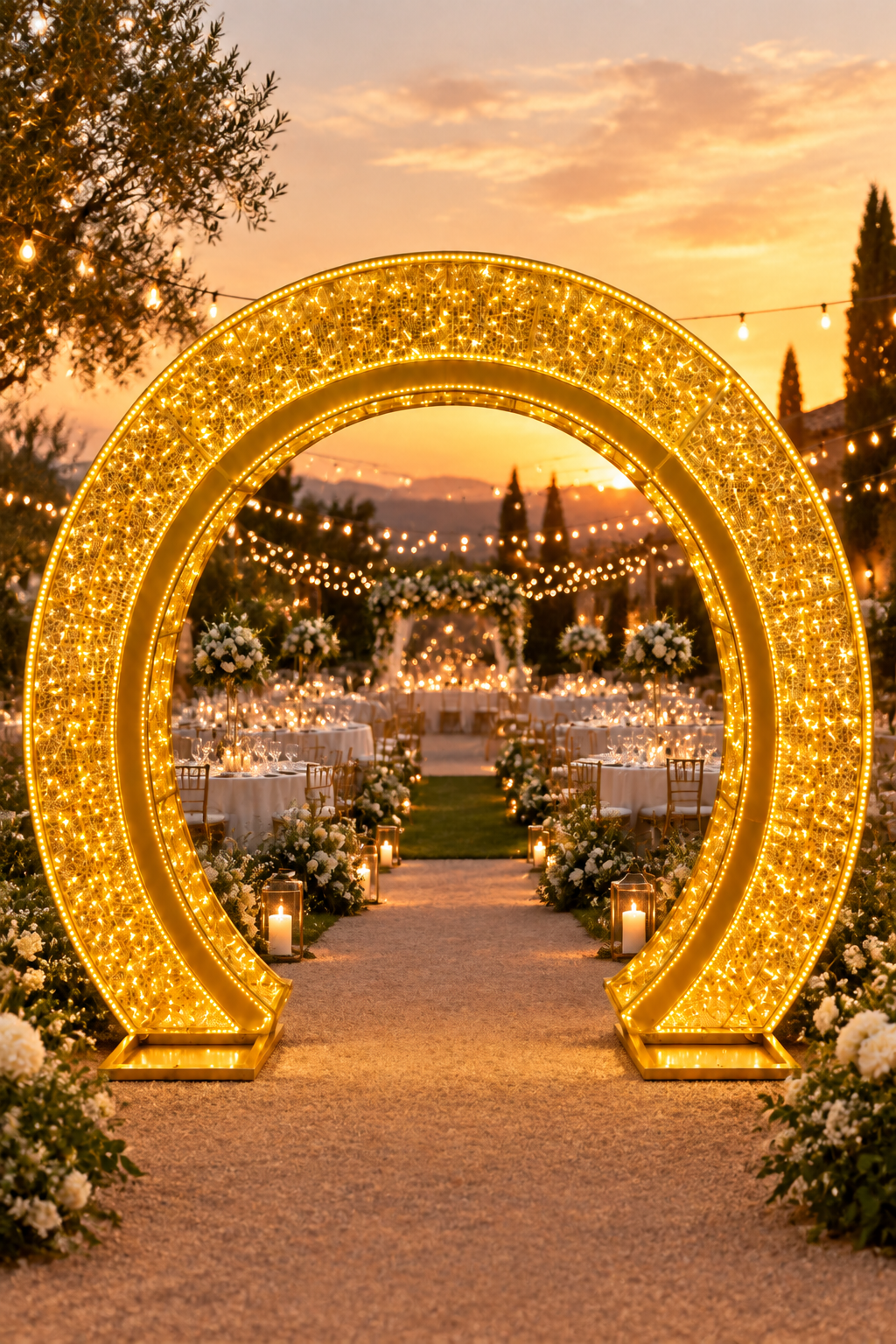 Commercial Waterfront 3D LED Arch Ornament Walk-Thru Photo Op (12ft)