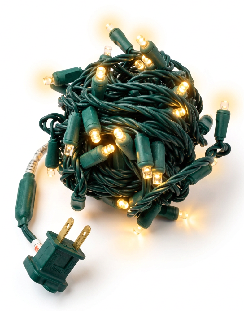 Commercial 5mm LED Christmas Lights - Warm White - Green Wire (Case of 24 | 600 Ft / 1,200 LEDs)